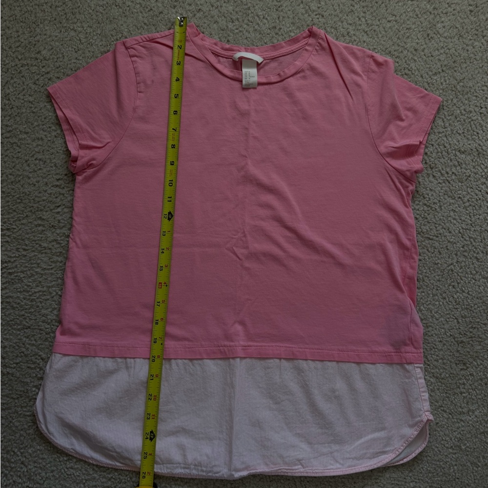 H&M Pink Two-Tone Short Sleeve Layered Look Tee